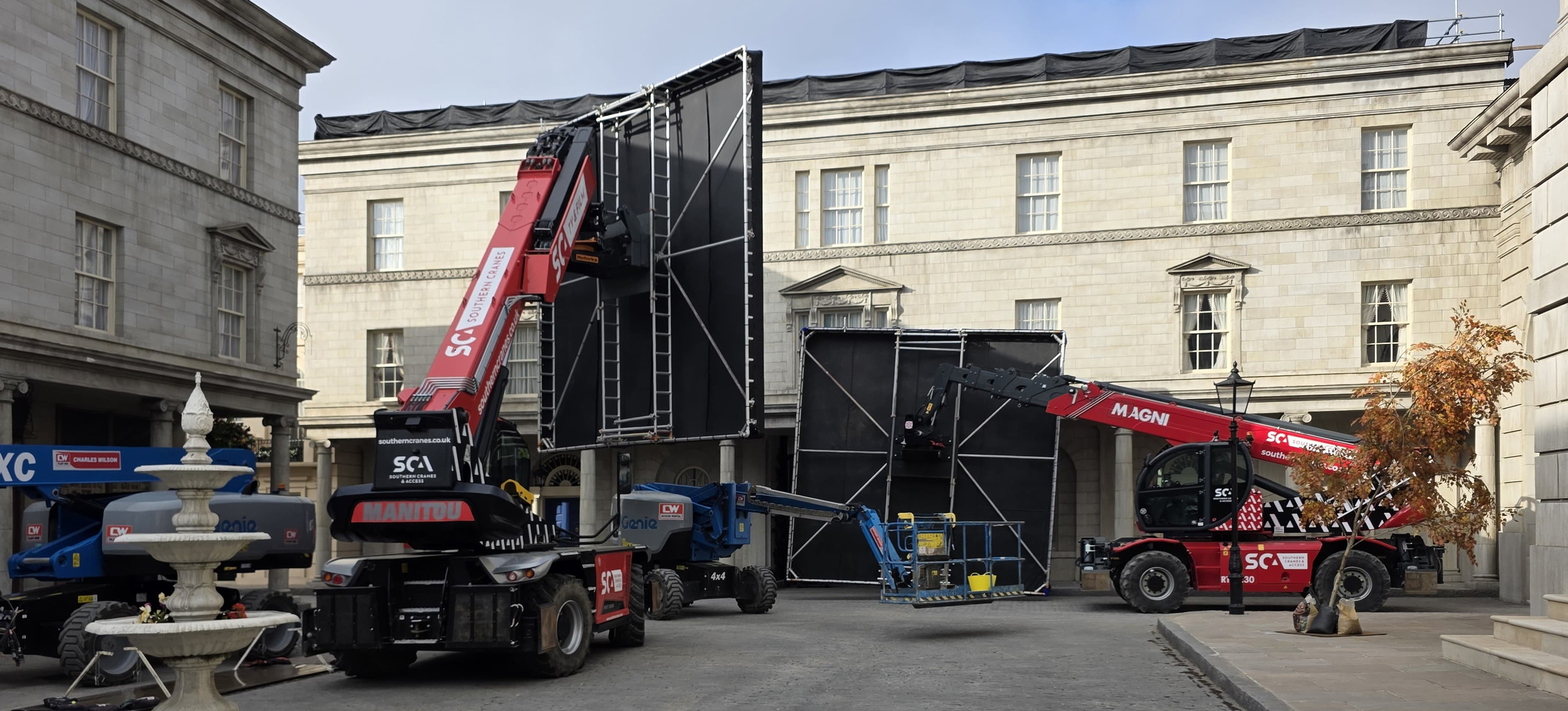 On set with Media Lifting Solutions powered access and heavy lifting hire