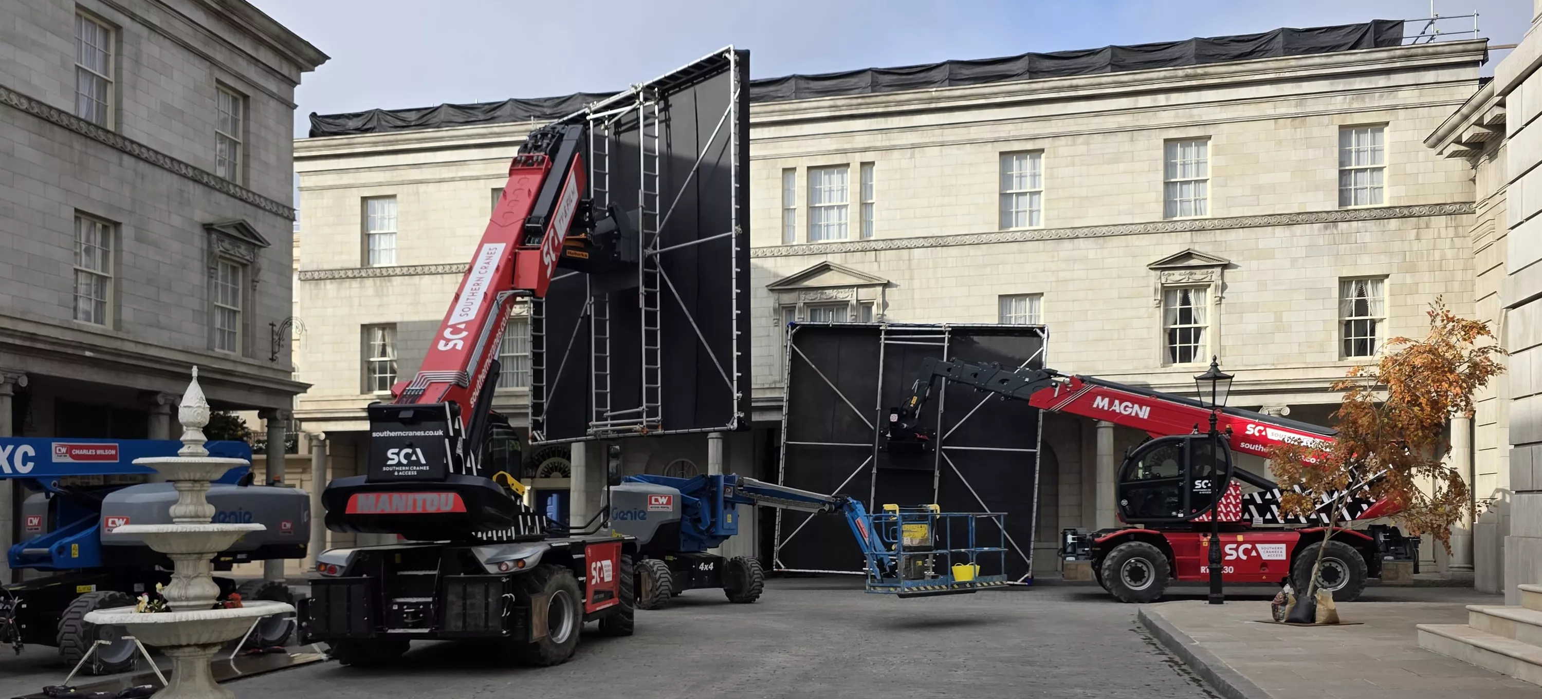 On set with Media Lifting Solutions powered access and heavy lifting hire